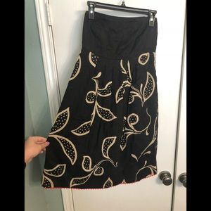 Anthropologie Maeve Brown & Tan Strapless Dress